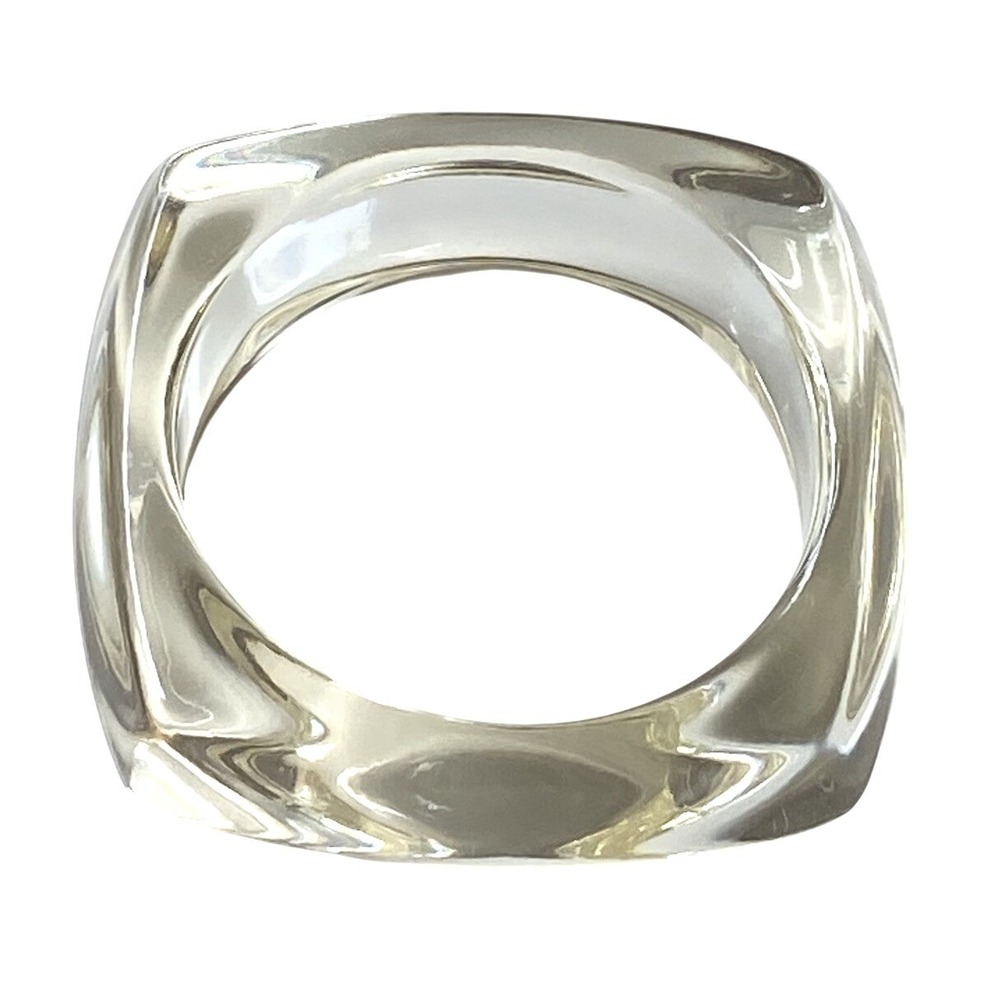 Vintage‎ Clear Lucite Acrylic Sculptural Bangle Bracelet Thick Modern Statement